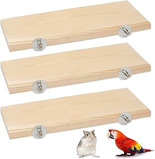 Bird Wood Platform Perch Stand: 3 Pack YIDM Parrot Wood Platform, Bird Wood Perch Platform Large, Rectangle Square Wood Perch Stand, Bird Wood Platform for Conure Chinchilla Parakeet, 31.5x13.5cm