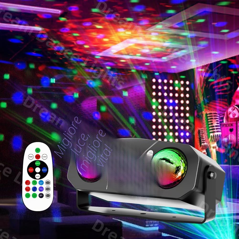 Luce di festa con palla da discoteca per DJ,Materiale ABS, luce stroboscopica attivata da voce con telecomando LED, adatta per feste, karaoke, riunioni di famiglia, matrimoni e altre occasioni.