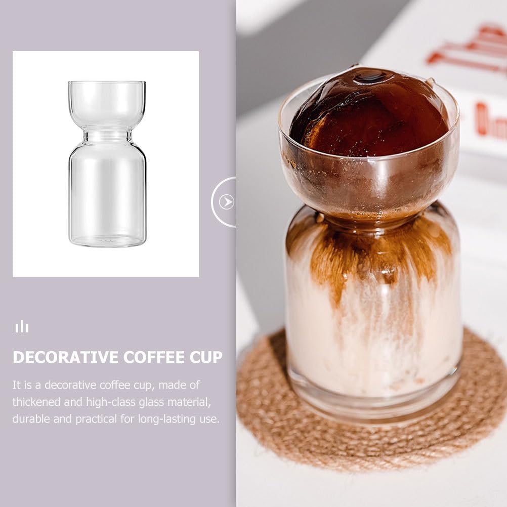 SOLUSTRE Saturn Coffee Cup Hourglass Shaped Decorative Glass Cup Reusable Diy Drinking Glass for Home Kitchen Dining 4.72 X 2.67 X 2.67 in