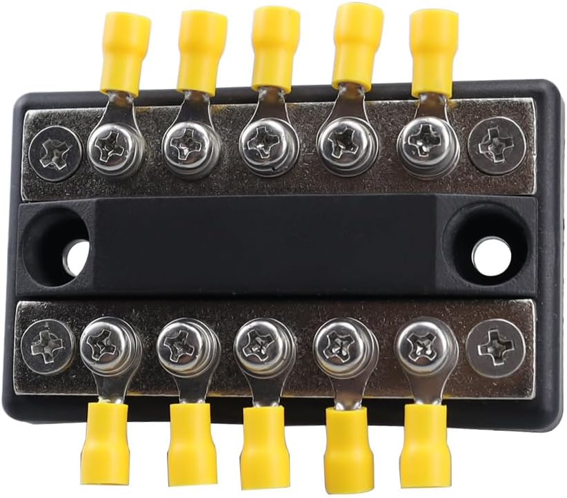 10 Terminal 100A Bus Bar Kit with Heat Shrink Ring Terminals 12V 24V 32V 48V DC Power Distribution Block Bus Bar Terminal Block Be applicable