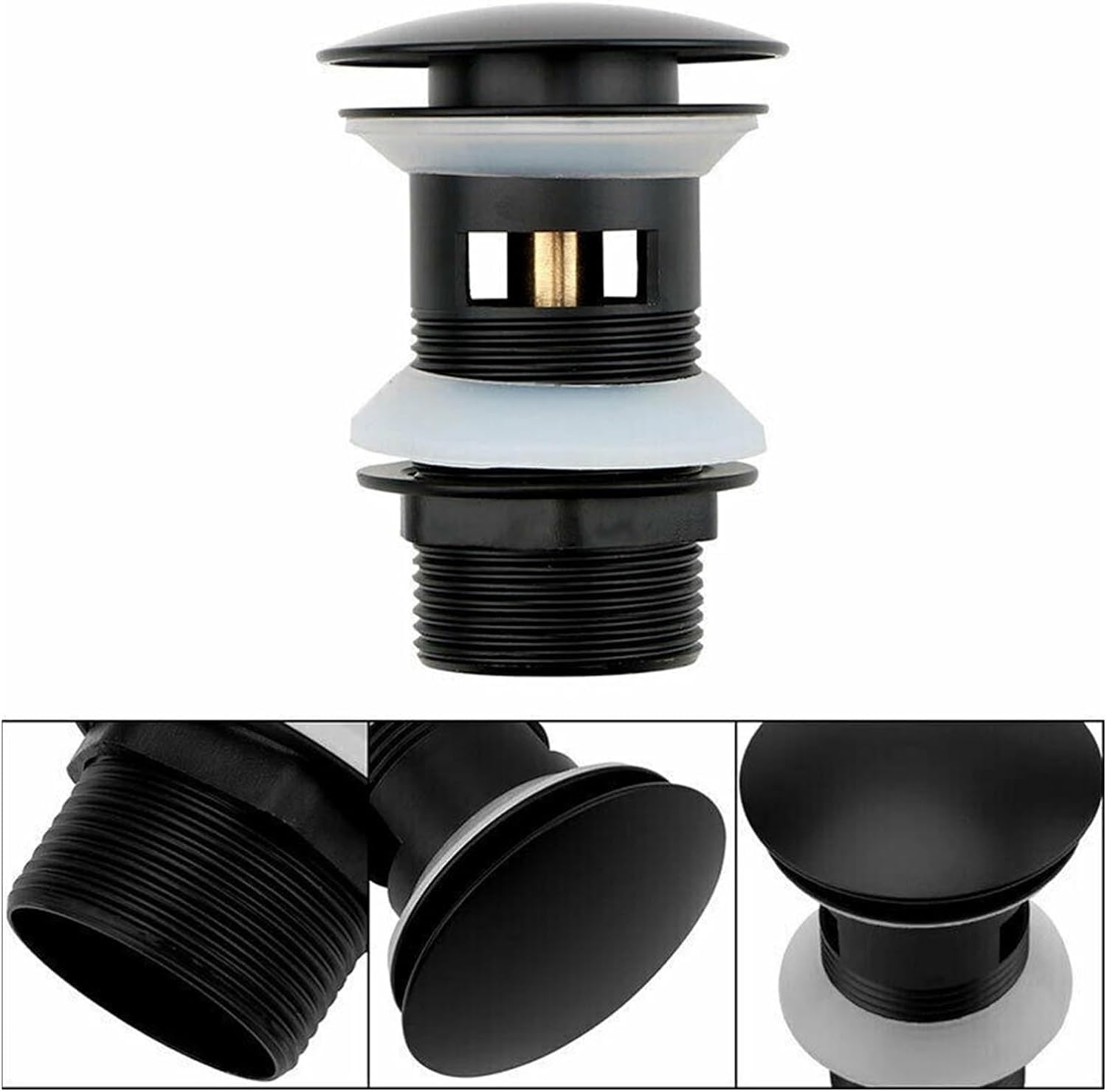 sustitución de Tapones de Fregadero Pop up, Tapón de desagüe emergente for Lavabo de baño, tapón de baño Negro, tapón de colador for Ducha, Accesorios de baño(Without Hole)