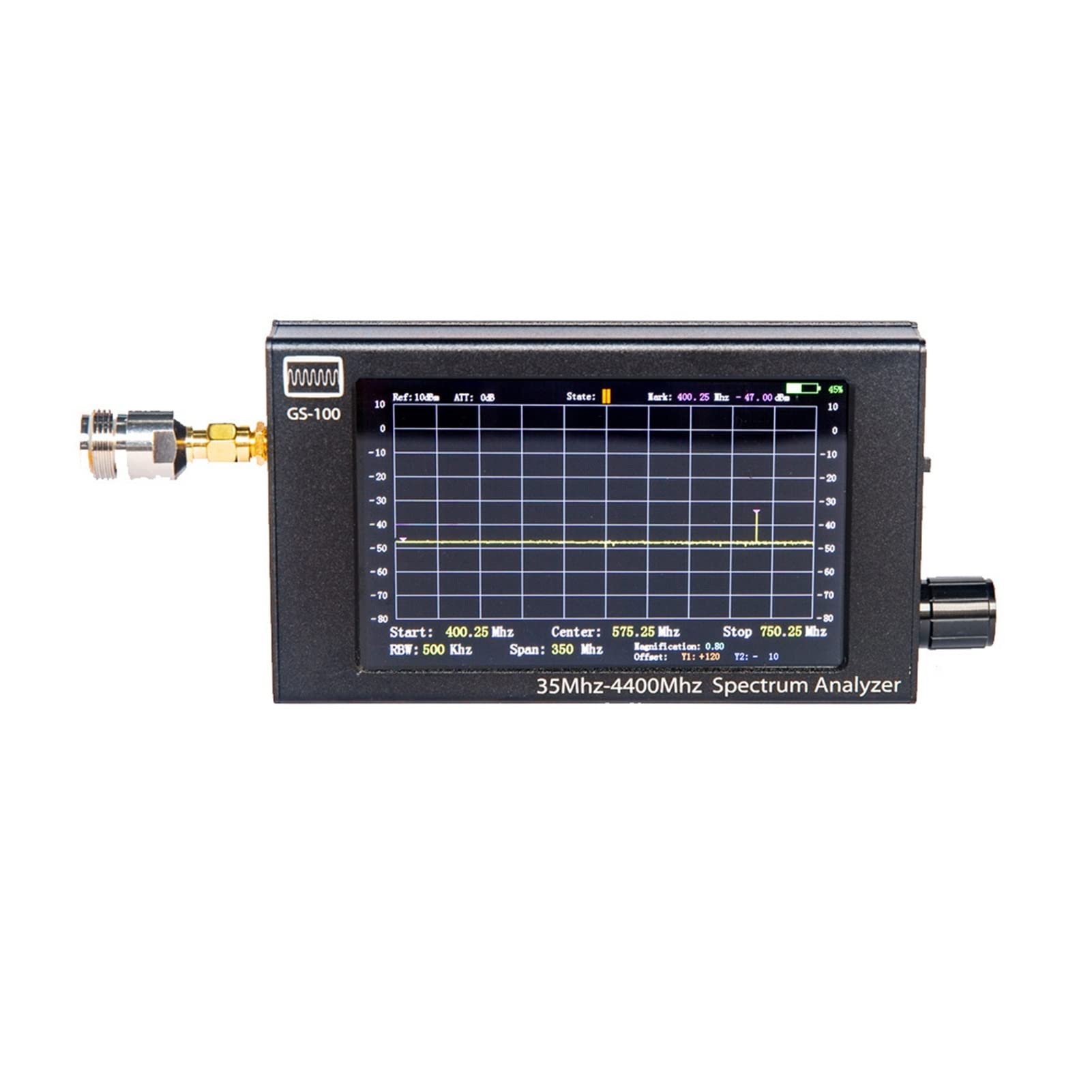 Analizzatore di spettro portatile da 4.3 pollici GS-100. Supporto analizzatore 35 MHZ-4400MHz