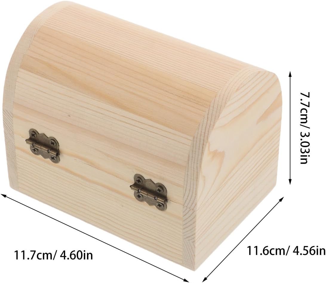 Toddmomy 2pcs Unfinished Wooden Jewelry Chest Box with Hinged Lid and Clasp