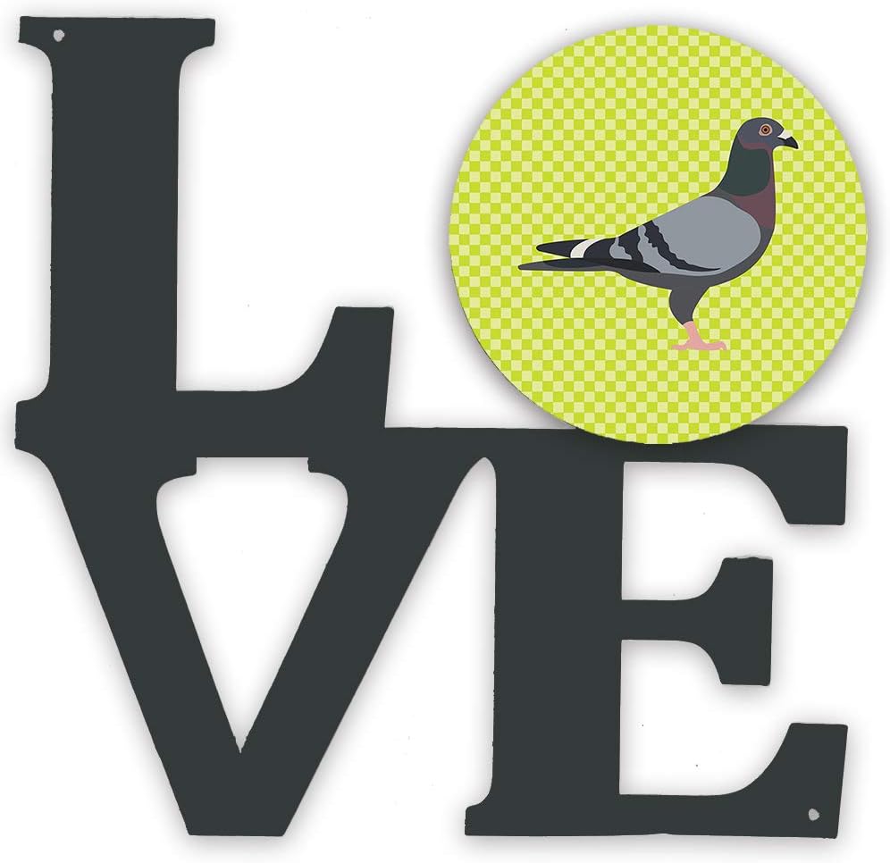 Caroline's Treasures BB7777WALV Racing Pigeon Green Metal Wall Artwork Love Indoor Outdoor Art Decor Patio, Bathroom, Kitchen Colorful Aluminum and Black Steel Sculpture