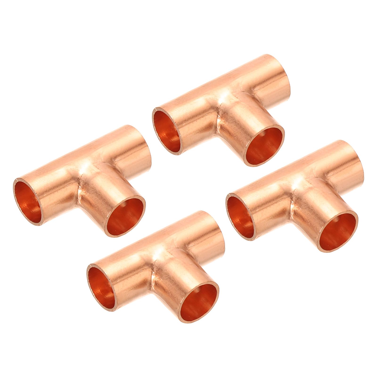 PATIKIL 3/8 Inch ID Tee Copper Fitting, 4 Pack 3 Way Welding Joint Pressure Pipe Fitting with Sweat Connection for HVAC, Air Conditioner, Plumbing 0.8mm Thick