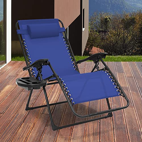 Sun-Ray 213074OVR1P Oversized Zero Gravity Chair, Blue - Thumbnail 2