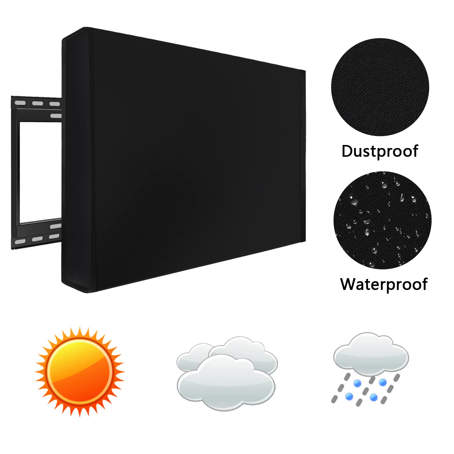 Housse TV extérieure 50"-52" 52 x 33 x 5 pouces Résistant aux intempéries Noir