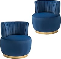 Vista 17 de Silla giratoria de terciopelo, sillón giratorio tapizado de 360 grados, moderno y cómodo sillón redondo para sala de estar pequeña, dormitorio