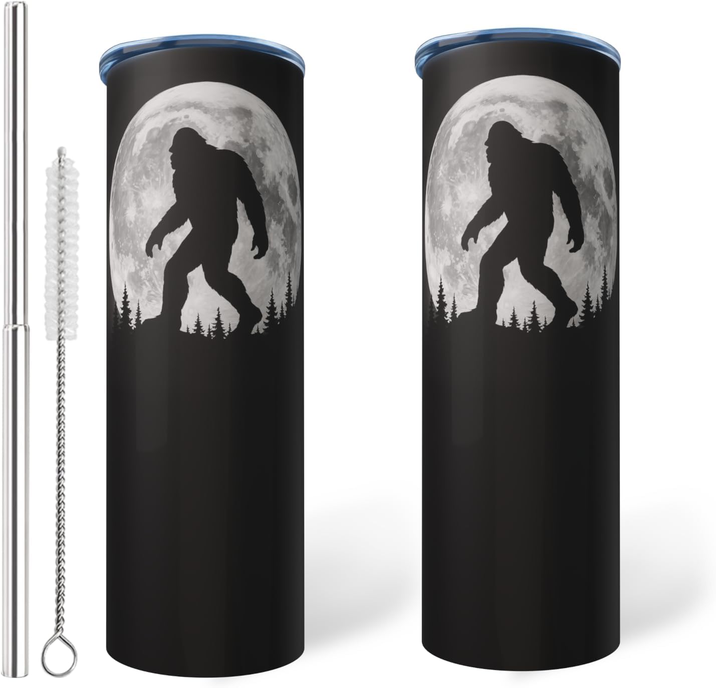 Bigfoot Tumbler with Handle Travel Mug Sasquatch Coffee Cup Big Foot Stainless Steel Bottle Gifts for Men Women Funny Bigfoot Glass Print