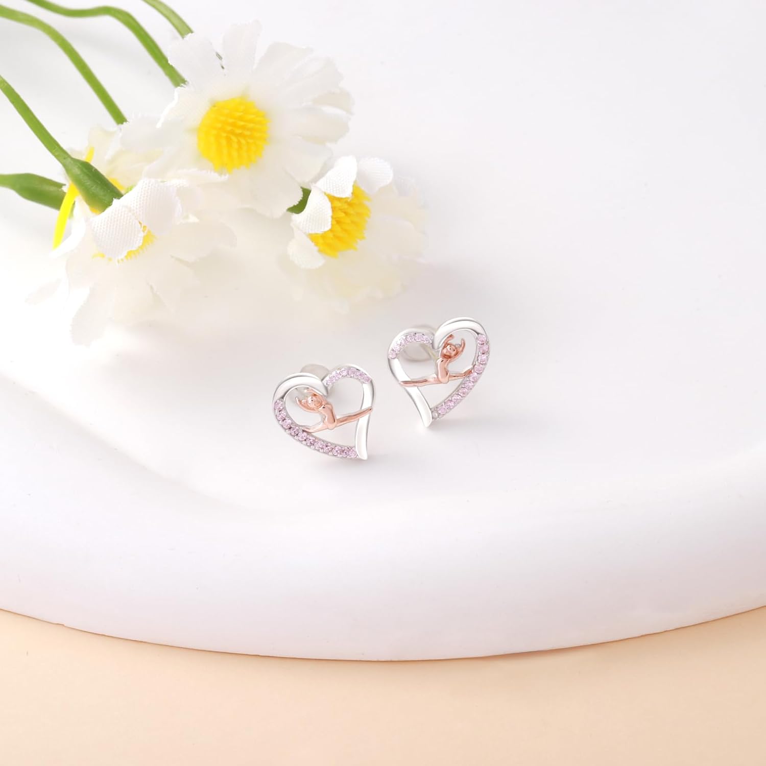 925 Sterling Silver Gymnastics Stud Earrings for Daughter Gymnastics Gifts for Teen USA Gymnast Ear Studs Jewelry Gift Gymnastics Sport Earrings Sports Jewelry for Granddaughter Christmas Gift - Image 3
