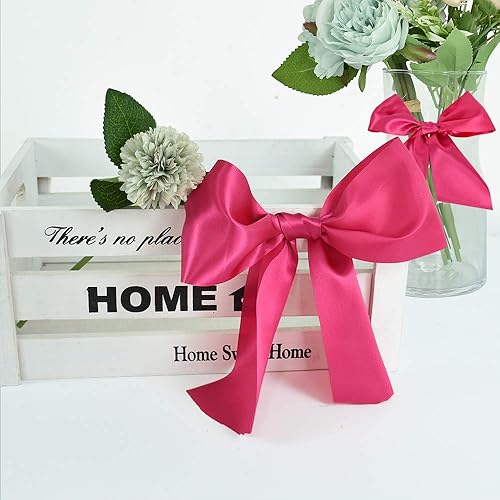 Miniatura 3 de TONIFUL Cinta de satén rosa intenso de 4 pulgadas x 22 yardas de ancho, cinta grande de tela sólida para ceremonia de corte, kit de gran apertura,