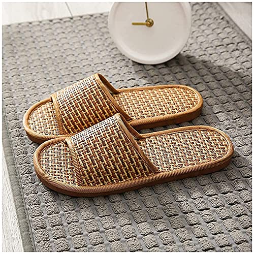 Pantoufles D'Été Tongs, Pantoufles en Bambou Sandales Rétro Intérieur Maison Slip Paille D'Été Rotin Doux Respirant Sandales Bain Spa Sandale Sandale D'Été Chaussures Légères pour Femmes Hommes Cover