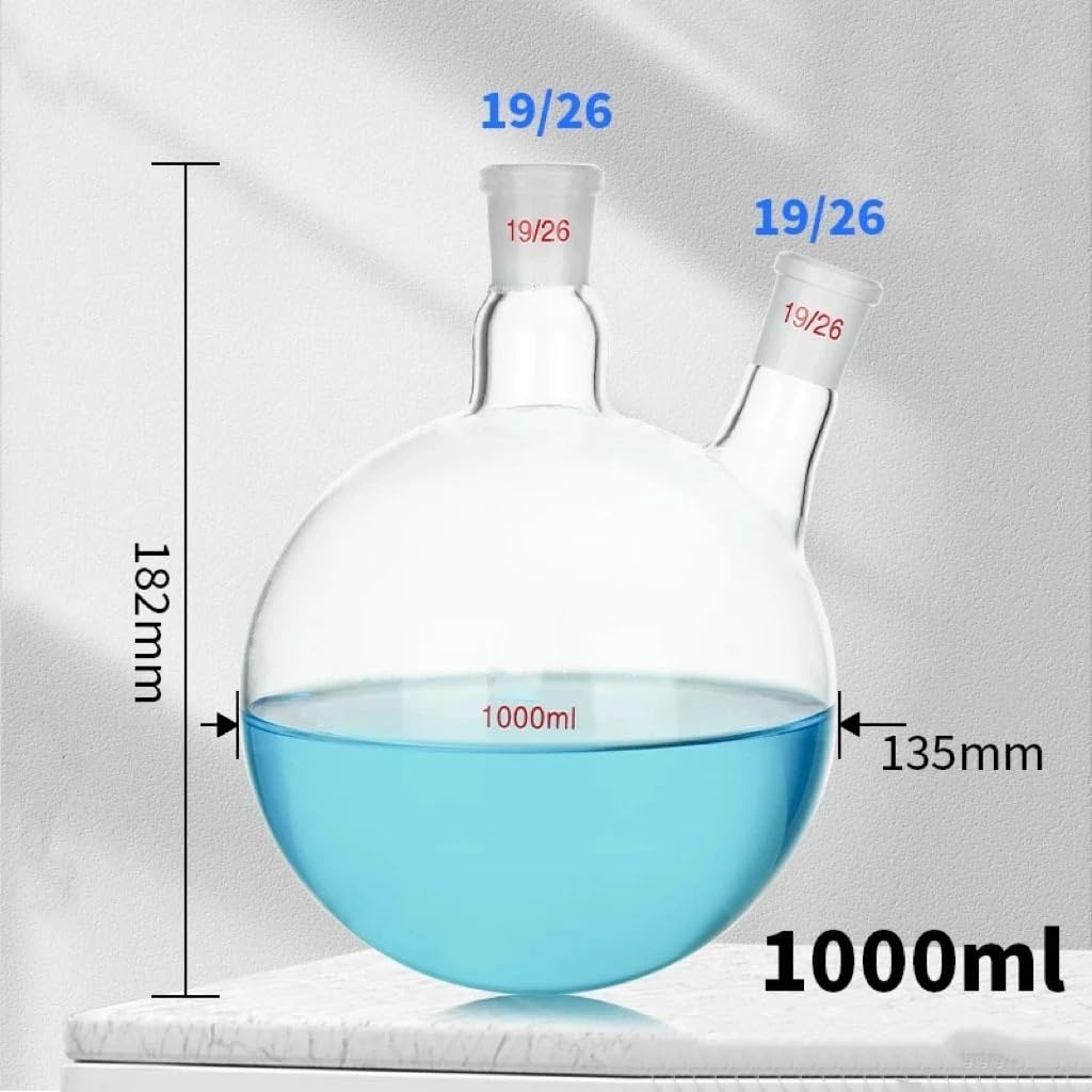 Pallone in vetro for distillazione da laboratorio a fondo tondo a due colli/pallone a doppio collo(500ml 24x19)