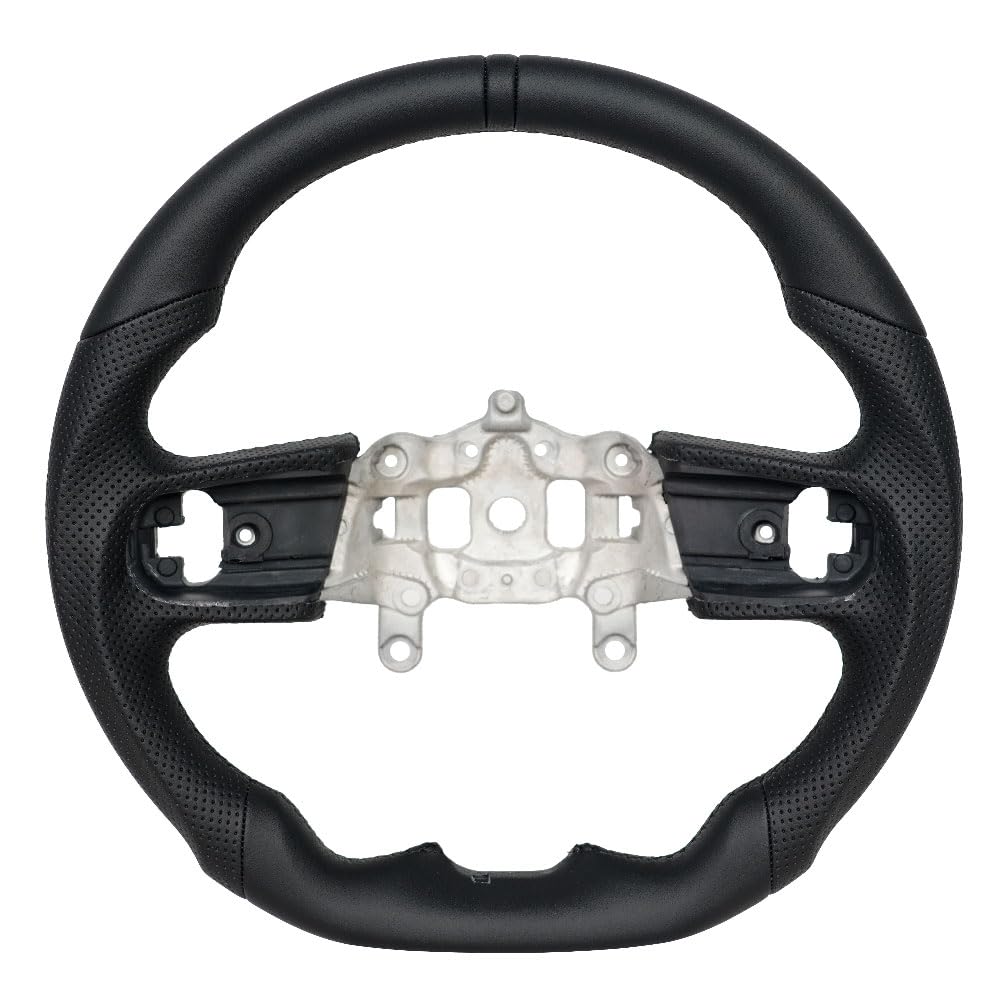 JIANGGAI Full Leather Steering Wheel, D-shaped Preforated Leather Grip Steering Wheel Fit For Jeep wrangler JL/JT 2018-2024