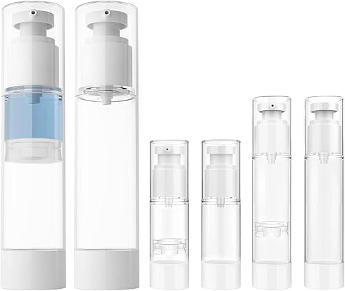 FaceBucks Botella de viaje de 3.4 oz3.4 fl oz, paquete de 6, recipientes reutilizables de varios tamaños, productos sellados transparentes para el