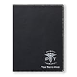 Small Portfolio Notepad, PT Physical Therapist, Personalized Engraving Included (Black)