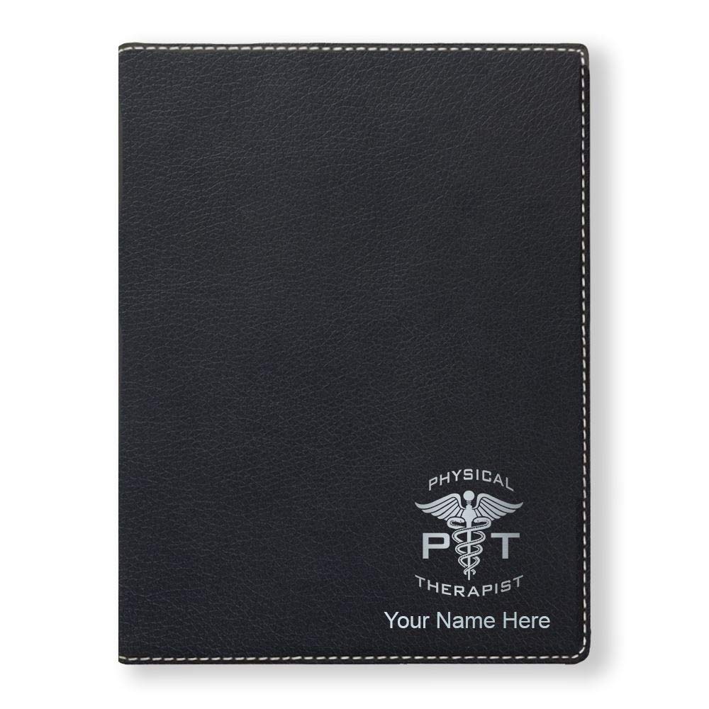 Small Portfolio Notepad, PT Physical Therapist, Personalized Engraving Included (Black)