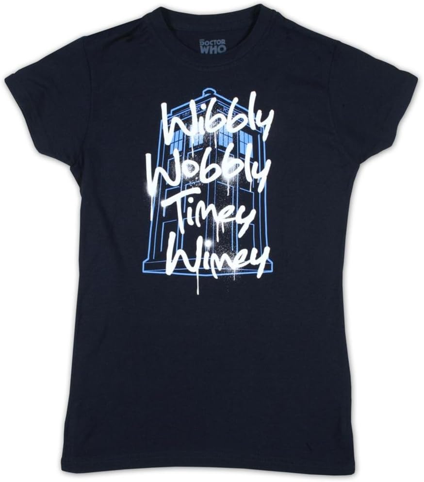 Doctor Who Wibbly Wobbly Timey Wimey Juniors T-shirt - Small - Black