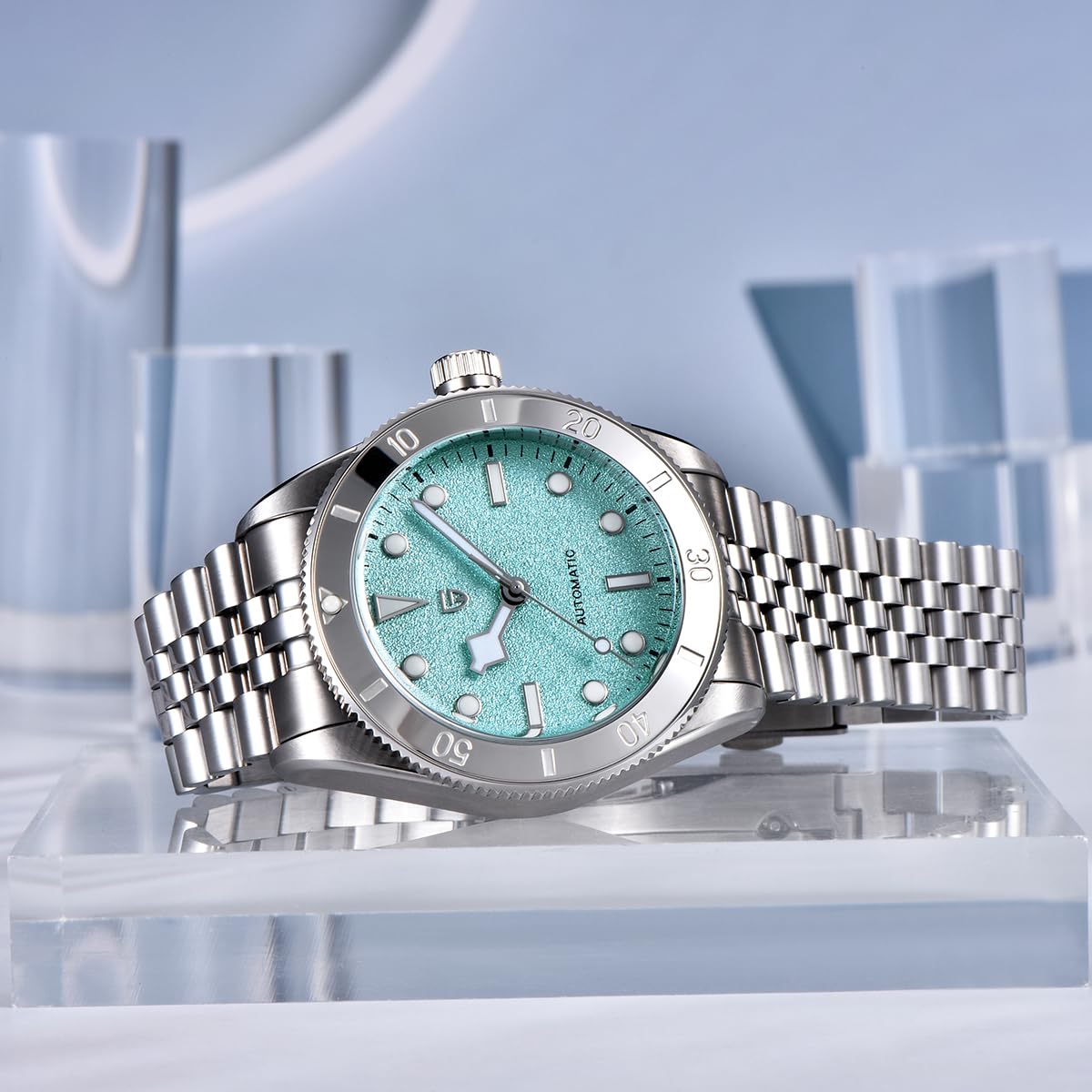 PAGANI DESIGN Orologio automatico da uomo, 42 mm, quadrante blu satinato, movimento giapponese Miyota 8215, cristallo zaffiro sintetico, cinturino in acciaio inox da 22 mm, orologio da polso meccanico