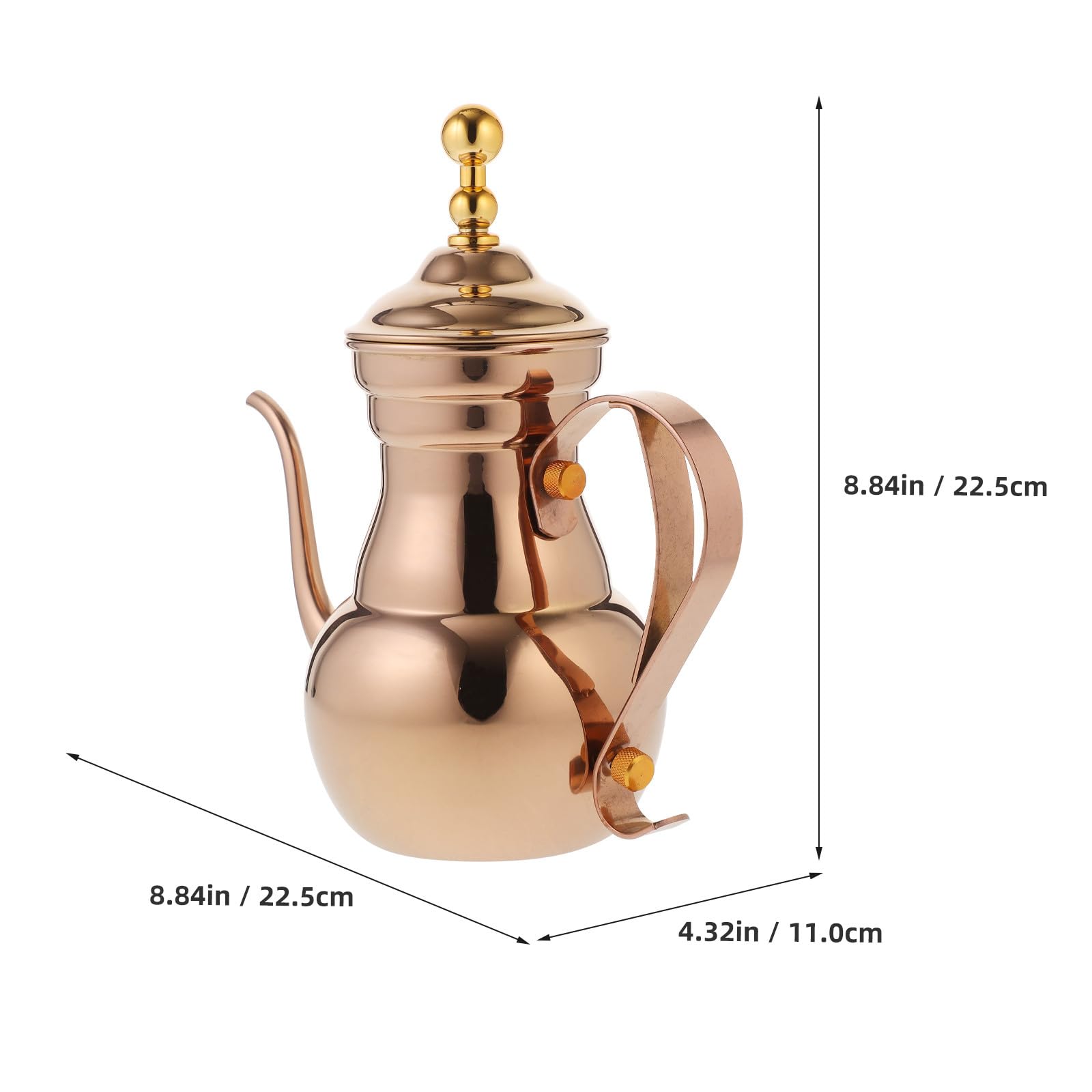 ULTECHNOVO Tetera de Acero Inoxidable 0,7 L con Colador Integrado, Cafetera Metálica Color Chocolate para Uso Doméstico y Restaurante, Tetera de Metal para Infusión de Té y Café