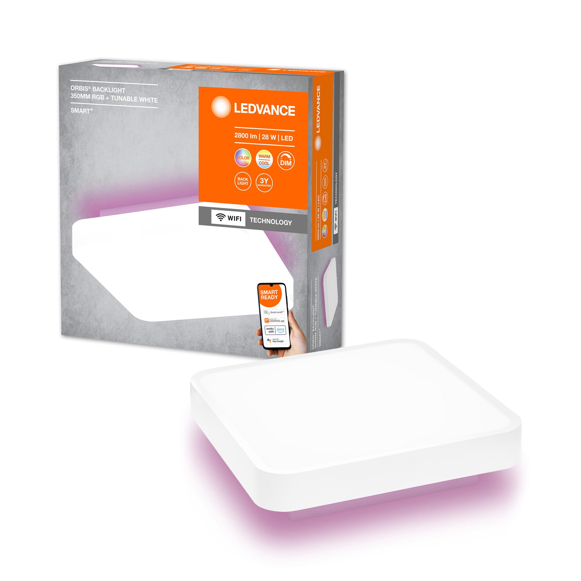 Éclairage intelligent SMART+ Wi-Fi blanc ORBIS BACKLITE carré 2400 lm - 8