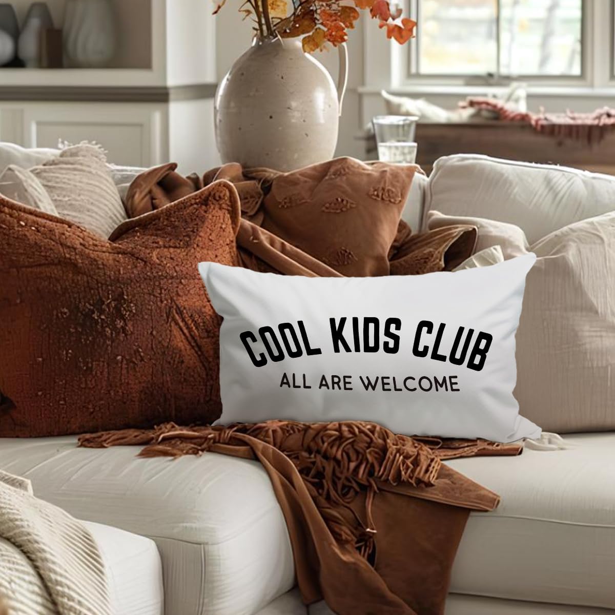 Cool Kids Club Decor, Kids Playroom Classroom Throw Pillow Cover 12x20, Cool Kids Club Pillowcase Square Cushion Cases for Boys Room Calm Down Corner School image 2