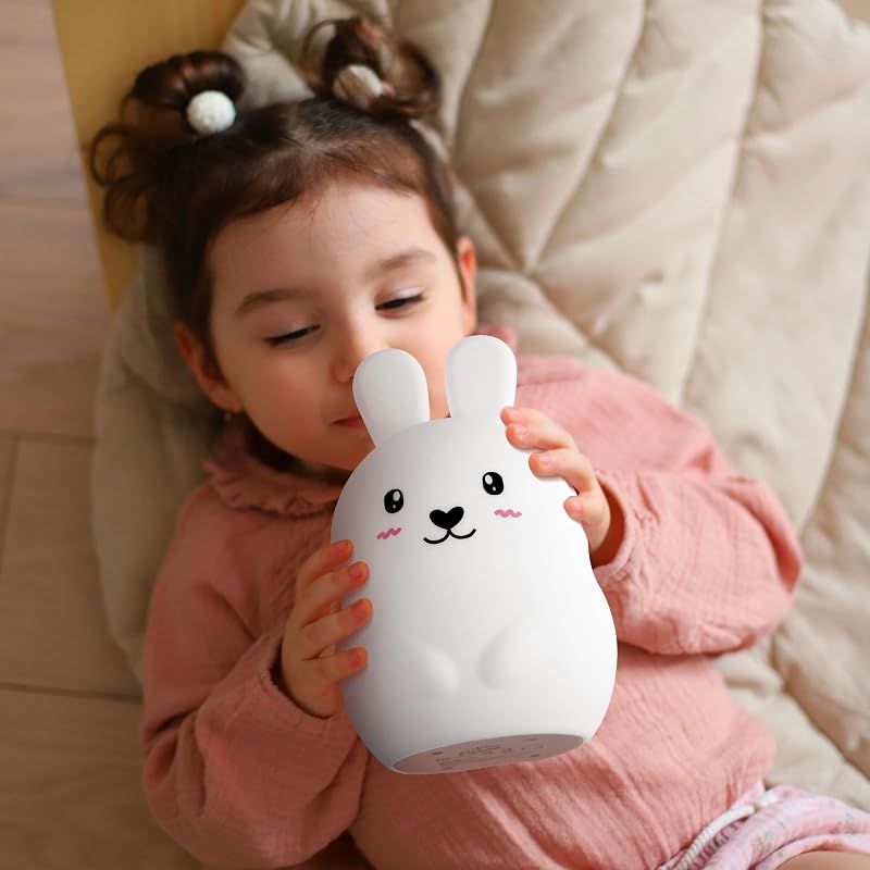 Nice Dream Nyúl Éjszakai Lámpa Gyerekeknek, 9 Szín Szilikon Hálólámpa Távirányítóval és Időzítővel