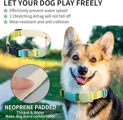 Miniatura 9 de AirTag - Collar para perros pequeños, medianos y grandes, collar acolchado de neopreno suave para mascotas, collar de nailon para cachorros con