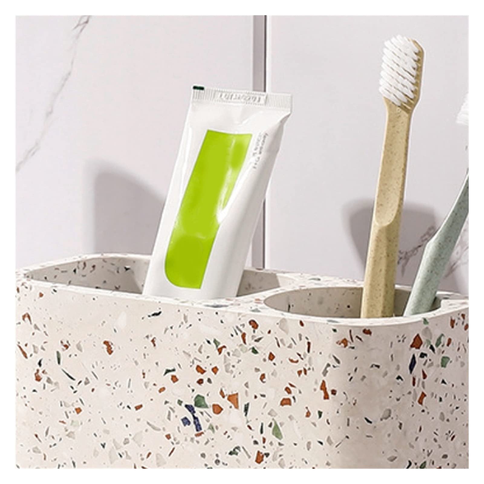 Porte Stylo Papeterie de Bureau Boîte de Rangement Terrazzo Deux-Trous Porte-Stylo Papeterie Box Student Stylo Support Maquillage Brosse Boîte de Rangement Porte-Crayon de Bureau