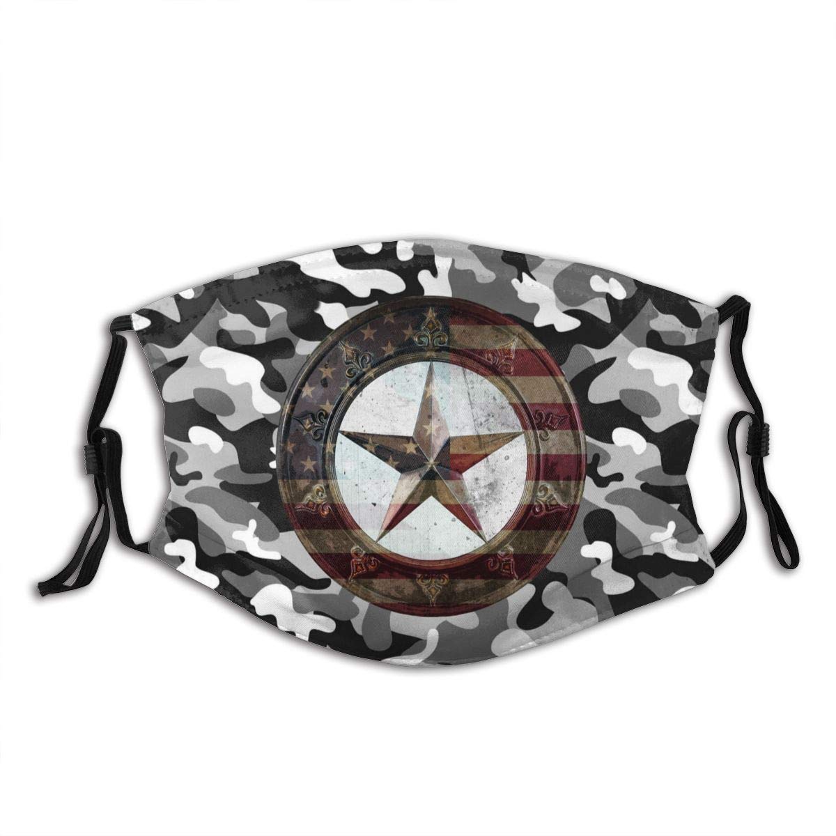 Western Texas Star Outdoor Mask,Protective 5-Layer Activated Carbon Filters Adult Men Women Bandana