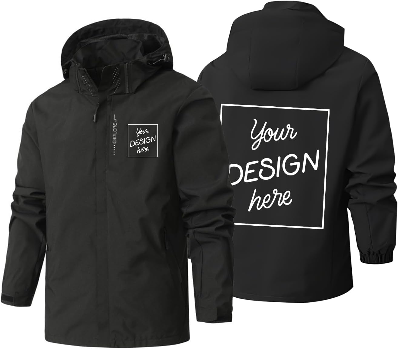 Custom Mens Windbreaker Jacket Add Your Logo Lightweight Softshell Outdoor Waterproof Rain Coat with Hood