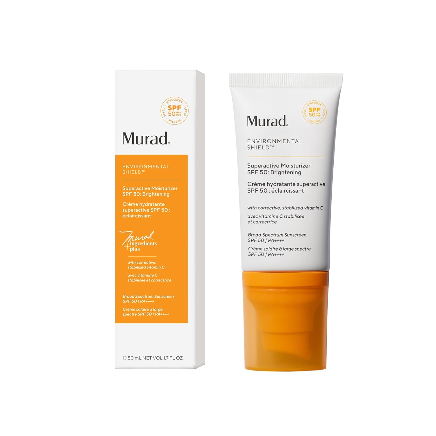 Murad Superactive Brightening Moisturizer SPF 50 Travel – Vitamin C Packed Hydrating Ulta Sheer Facial Sunscreen W/Lipid-boosting Technology for Preventative Aging Protection from UVA/UVB