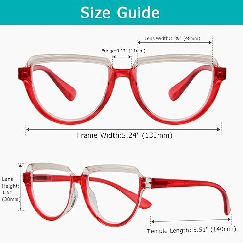 Miniatura 5 de Gafas de lectura para mujer, paquete de 4 lectores con diseño de media luna para mujer