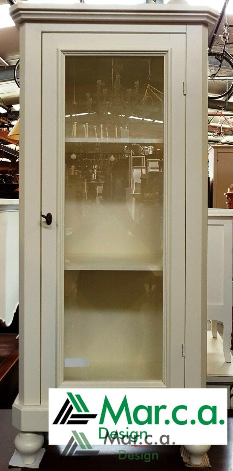 Mar.c.a. Design - Vitrine für Wohnzimmer aus Pappelholz Nussbaum dunkel oder weiß matt mit Holzablagen und Seitenwänden aus Glas - Arte Povera Made in Italy - Maße 60 x 40 x 131 h (Weiß matt)