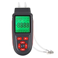 Vista 1 de Medidor de presión de gas de manómetro, manómetro digital de doble puerto con función de registro de datos, 12 unidades seleccionables, manómetro