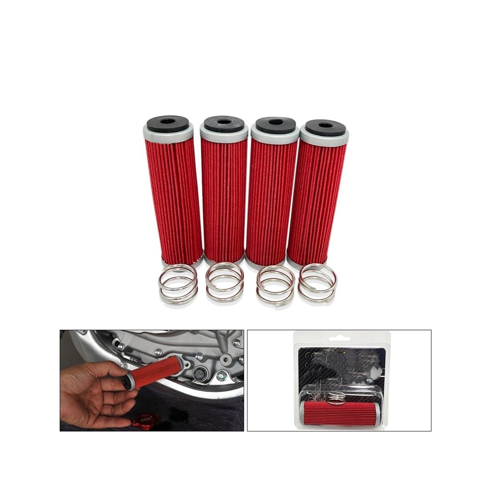 Lot De 4 Filtres à Huile Pour Moto Zongshen NC250, Shineray X6, Kayo T6, Asiawing 250 - Aluminium Et Papier Filtre