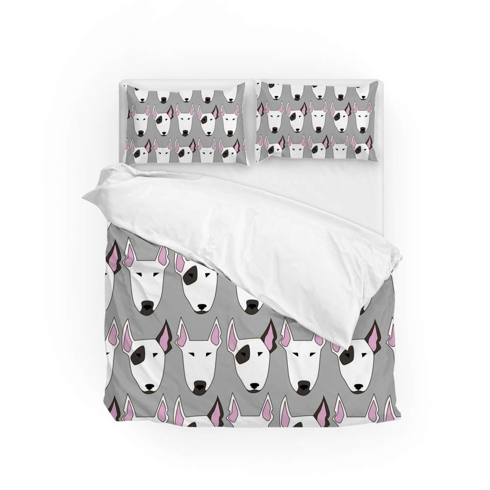 MyDailyBull Terrier Dog Duvet Cover Set 2 Pieces Microfiber Pillowcase Quilt Bedding Set Single