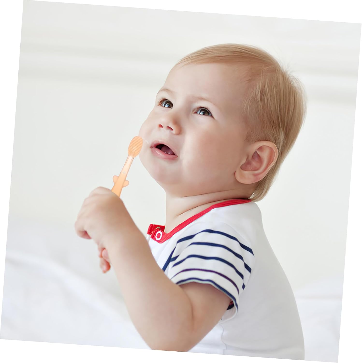 Silicone Toothbrush 3pcs Tongue Cleaner Soft Silicone Oral Care Set for Newborns, Fall Orange