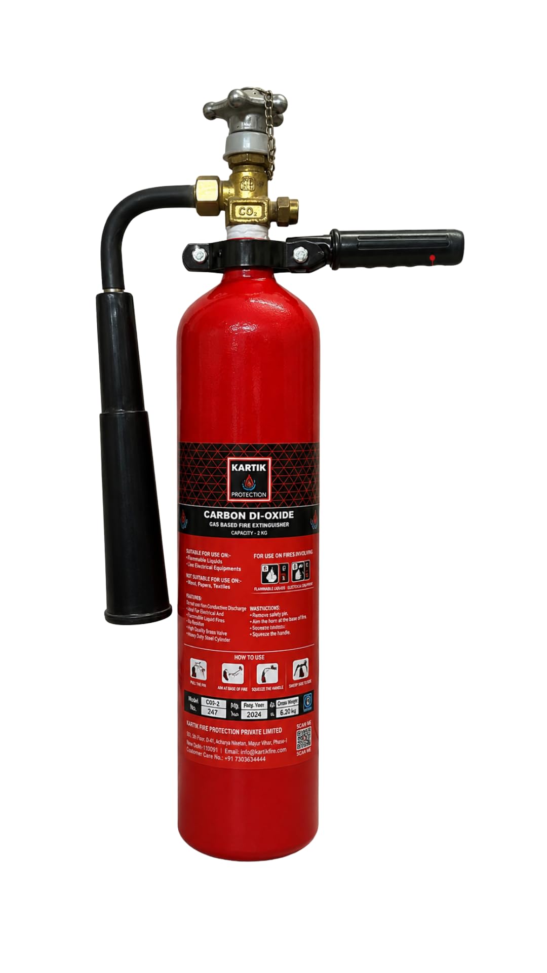 Kartik Fire CO2 Type Fire Extinguisher 2 Kg Suitable for Class B and C of Fire and ESF-picture-10