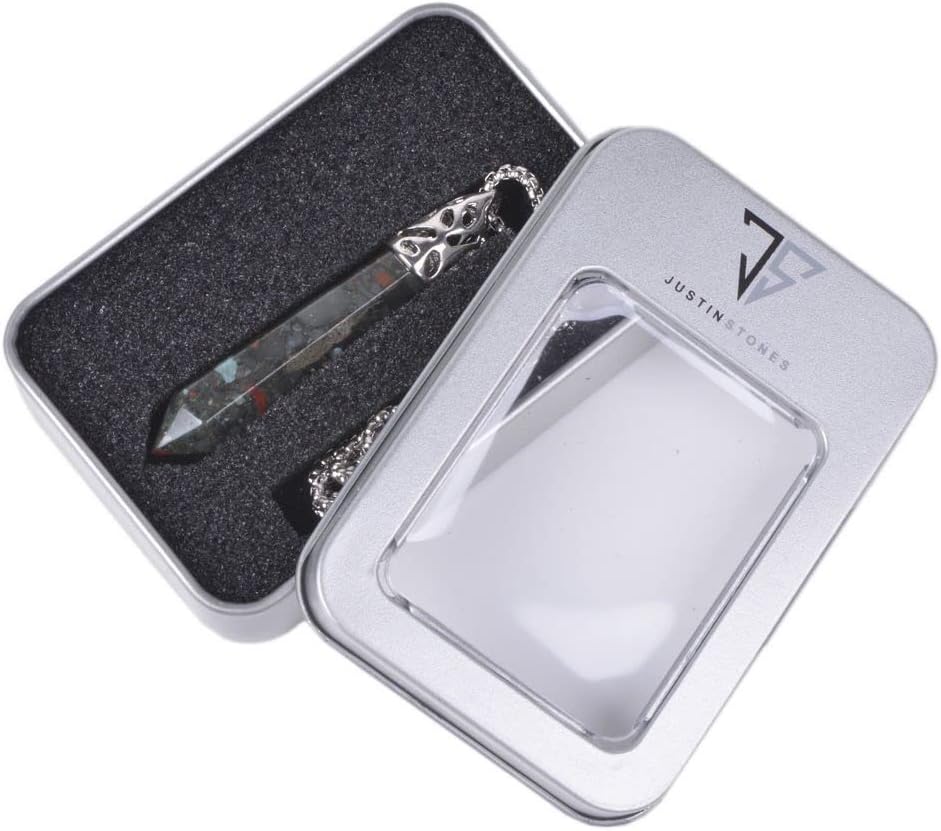 Justinstones Hexagonal Pointed Reiki Chakra Pendant Stainless Steel Chain Necklace 20 Inch Iron Gift Box - Image 3