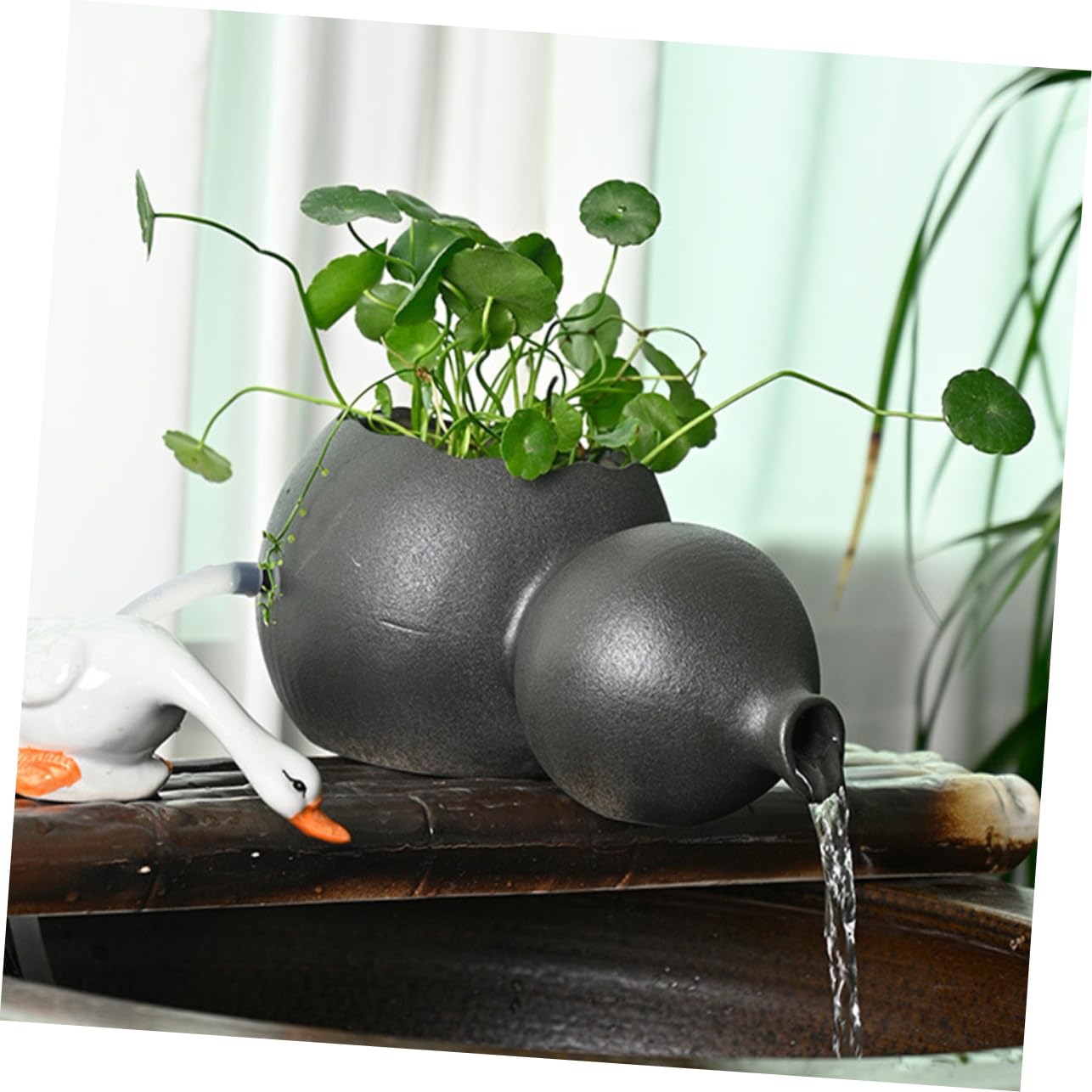 Toyvian Distributeur Eau Céramique avec Fontaine Intégrée pour Aquarium Et Décoration De Jardin Jarre Circulante pour Hydroponie Et Ambiance Zen