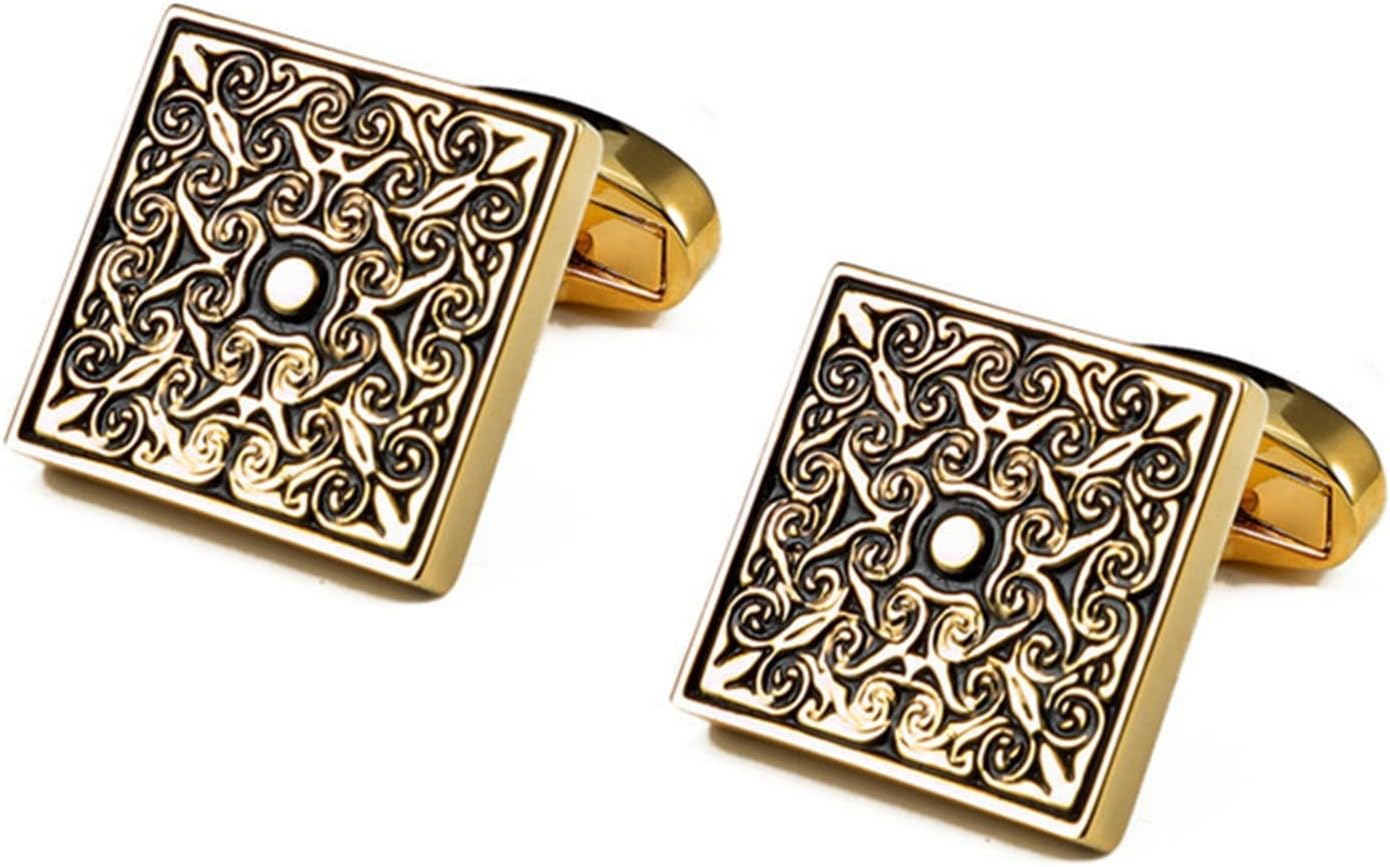 Men's Cufflinks Men Cufflinks Retro Pattern for Shirt Cuff Links for Wedding Business，