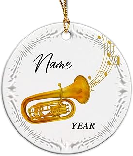 Personalized Tuba Christmas Ornament 2023, Custom Musical Instrument Ceramic Ornament with Name & Year, Tuba Musical Instrument Ceramic Ornament, Tuba Player Lovers Gifts, Xmas Tree Decoration