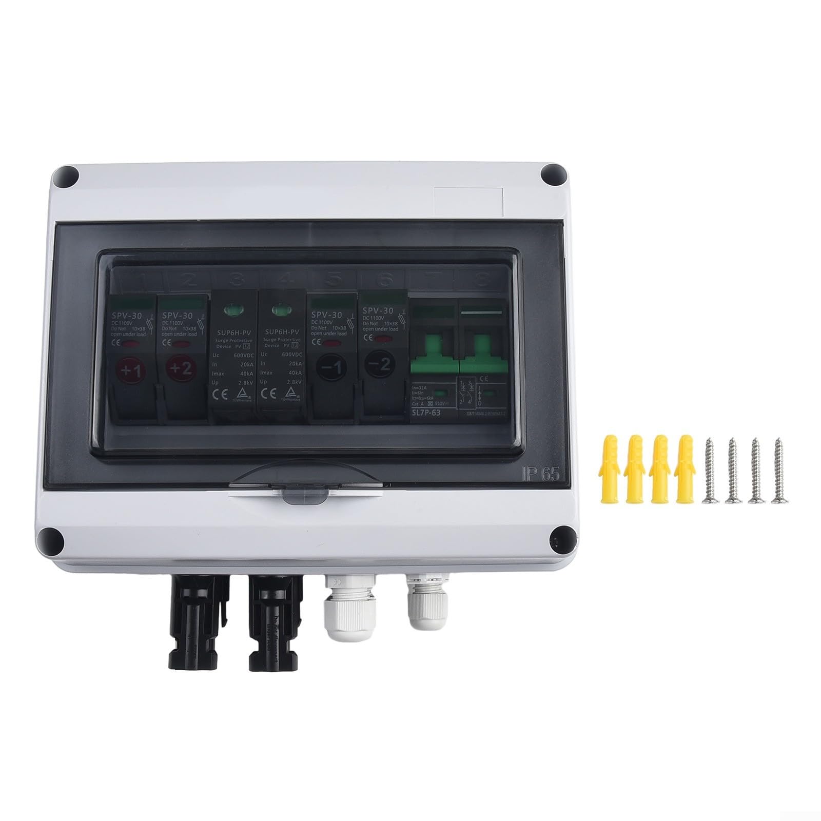 Scatola combinatrice fotovoltaica 2 in 1 out 550V con fusibile CC e MCB per uso esterno Protezione da sovratensione e sovraccarico per sistemi solari