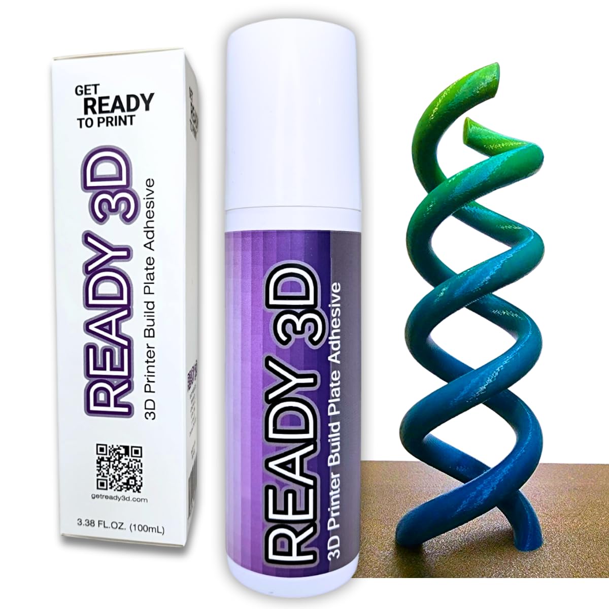 Ready 3D 3D Printer Build Plate Adhesive - Excellent Hold and Easy Release - Versatile, Non-Toxic and Ready