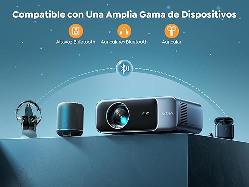 Miniatura 5 de Enfoque automático Proyector YABER Pro V9 4K con WiFi 6 y Bluetooth 5.2, 500 ANSI nativo 1080P proyector de película para exteriores, Keystone