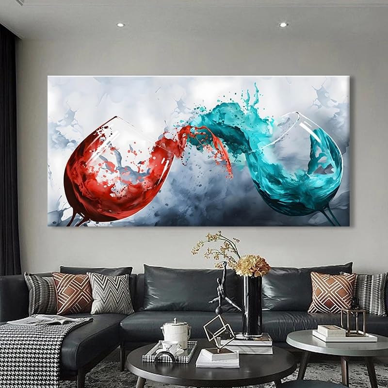 Tableau abstrait de verres à vin pour une décoration moderne de cuisine et salle à manger