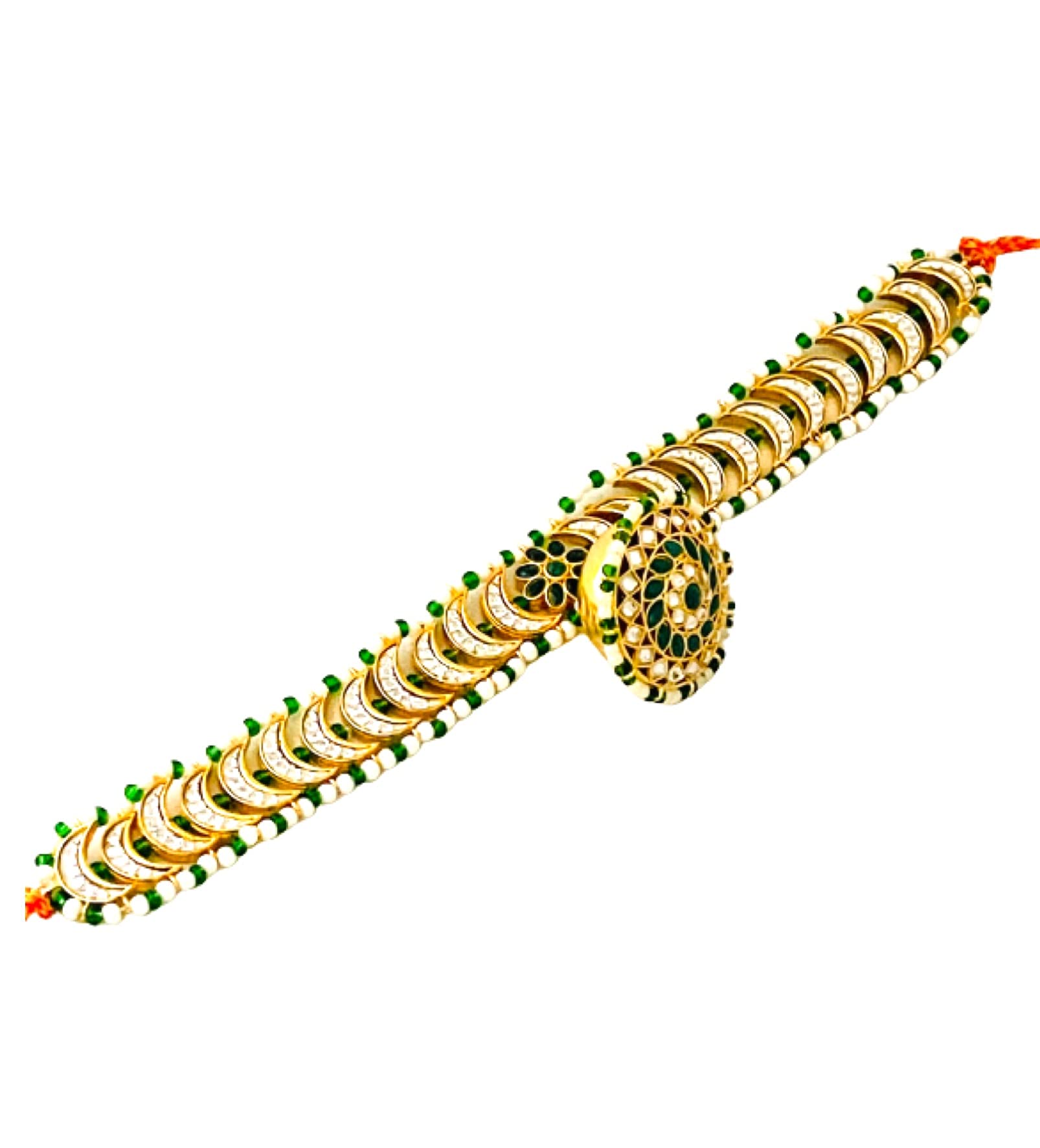 SattyakiGold-Plated Traditional Rajasthan Dulhan Bridal Heavy Sheeshphool Mathapatti with borla in Kundan and Minakri For Women and Girls