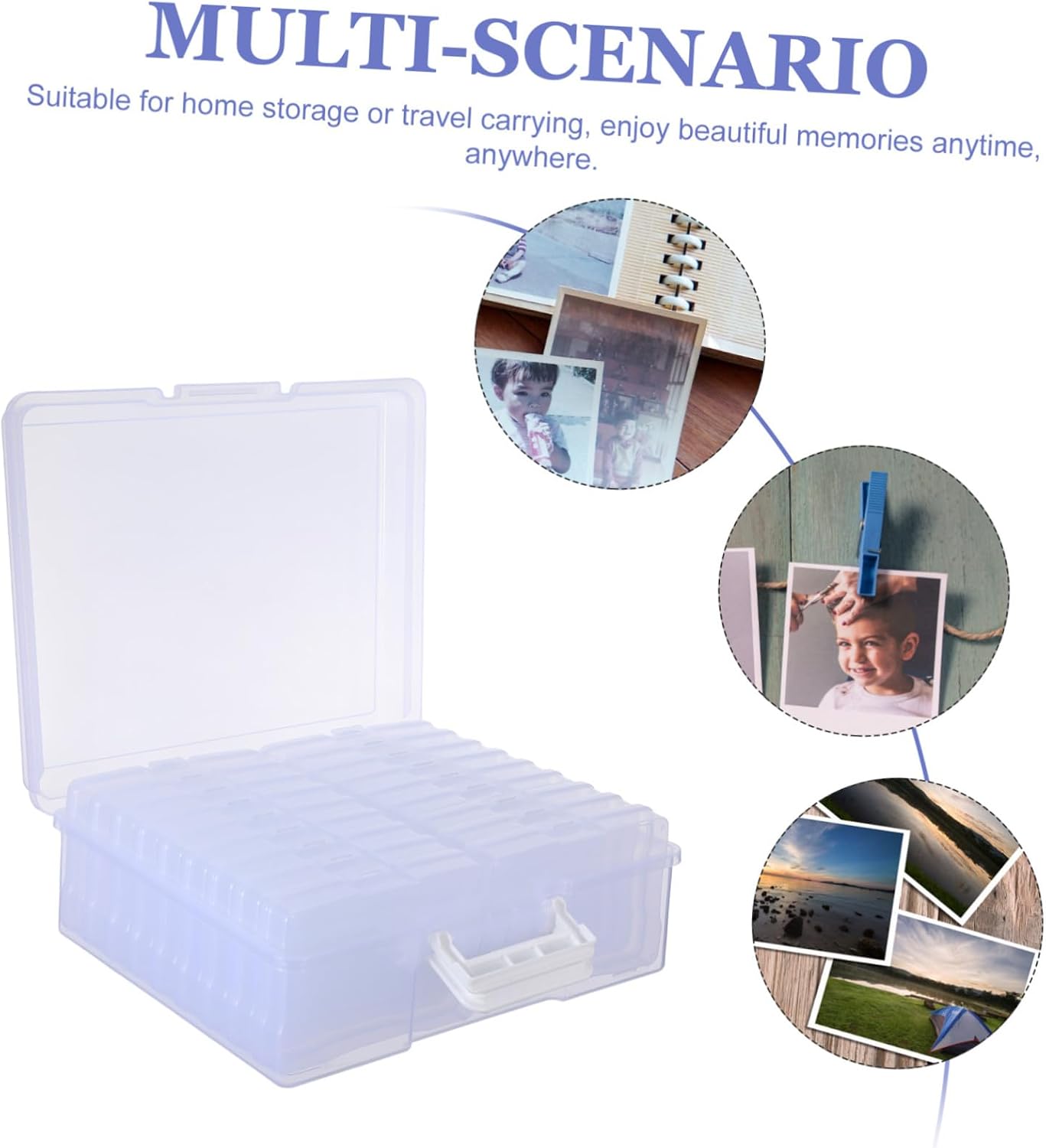 Gadpiparty Photo Storage Boxes and Plastic Photo Organizers with 18 Inner Compartments Plastic Storage Containers for Pictures and Cards Archival Keeper for Home and Studio Use