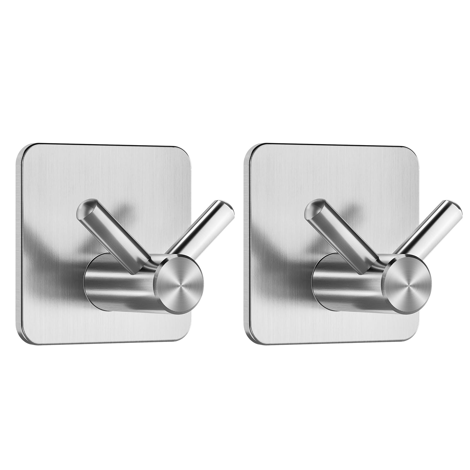 Dripex Sliver Self Adhesive Hooks - Set Of 2, Stainless Steel - Strong Sticky Hooks For Hanging Towels, Bathroom Towel Hooks, Tea Towel Hooks, Stick On Hooks